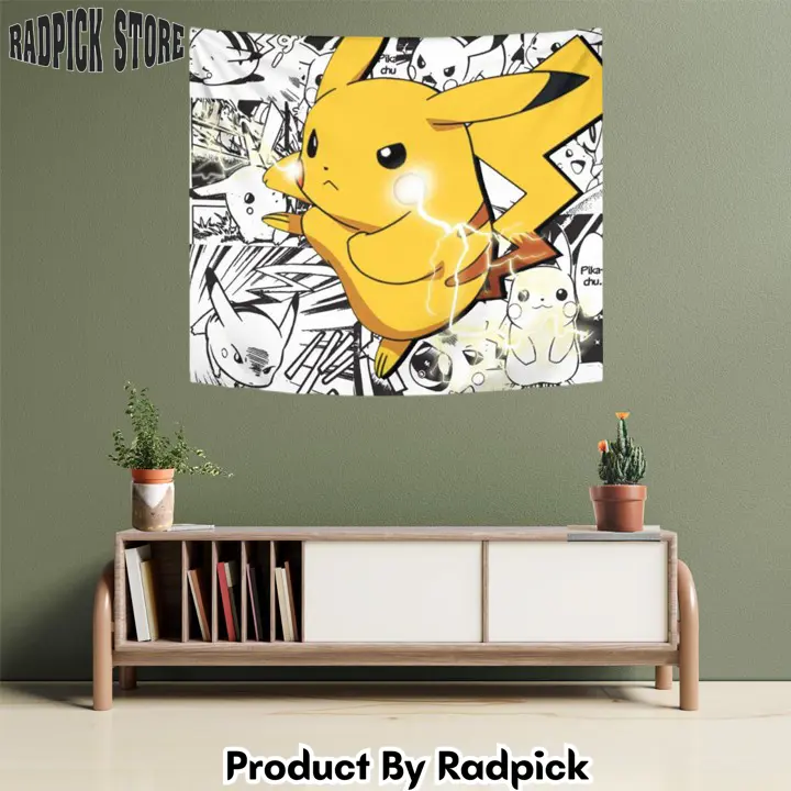 Pokemon pikachu tapestry custom manga anime wall decor  rp5942270